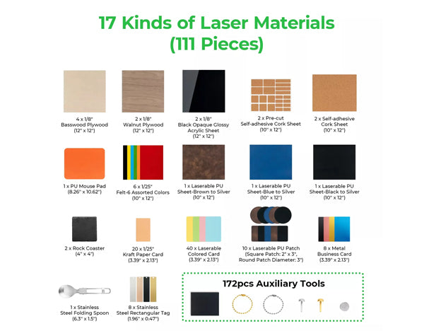 xTool Selected Laser Material Explore Kit (111pcs)